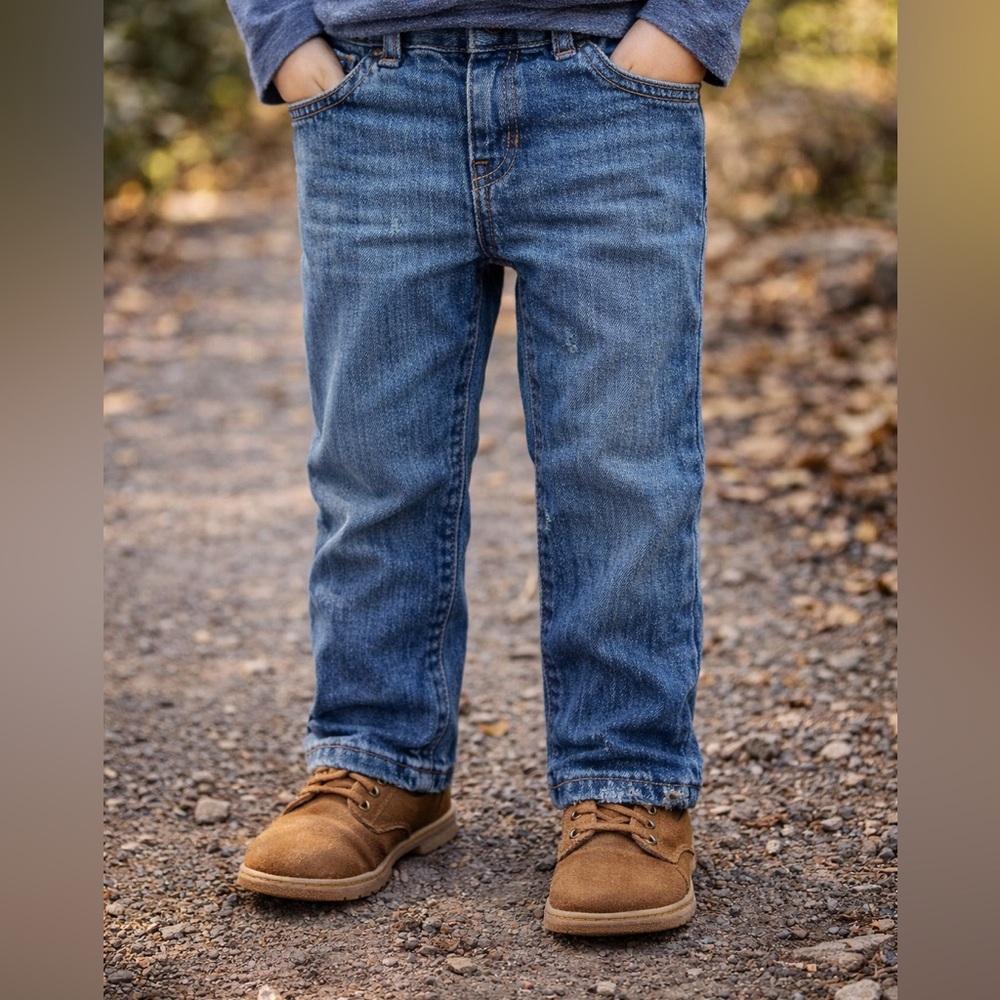 Children’s Place Toddler Jeans 3T Straight Leg Elastic Waist Blue Denim